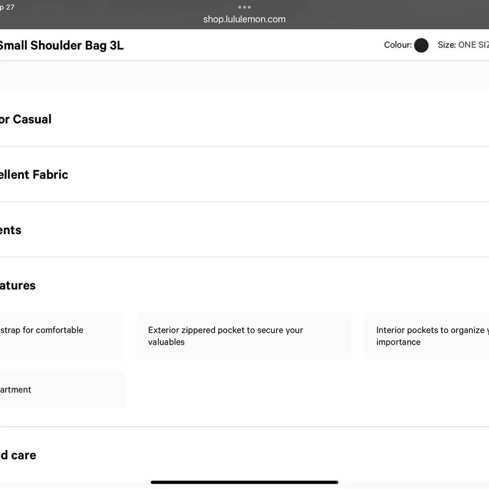 Lululemon Black City Essentials Shoulder Bag 3L - Picture 4 of 4